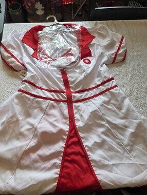 Women's White and Red Nurse Dress Costume